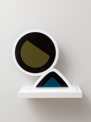 Julian Opie  Faime (from Heads Series), 2017  screenprint on sprayed aluminum  13 1/4 x 13 5/8 inches  base: 5 1/8 x 11 inches  Edition of 20  signed and numbered