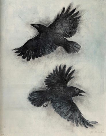 John Alexander Black Crows, 2017 monotype and pastel on paper 32 x 25 inches