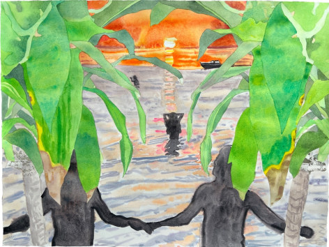 Bradley Kerl Wedding Wading Wonder, 2024 watercolor on paper 32 x 30 inches
