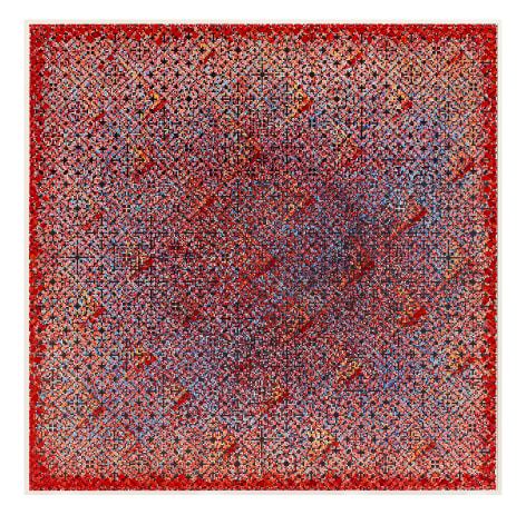 Stephen Dean  Crossword, 2017  watercolor mounted on paper mounted on dibond  78 x 78.25 x 2 inches  Private Collection