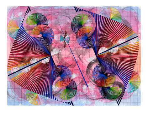 Mara Held Straight Lines 12, 2020 gouache and egg tempera on paper 29 1/2 x 39 1/2 inches