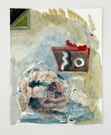 Salle Werner Vaughn The Rose is my Rock, 2024 collage and watercolor on paper 14 x 11 inches