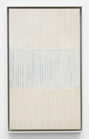 Elaine Reichek Untitled #17, 1973 hand embroidery on linen canvas: 24 x 14 inches framed: 24  7/8 x 14 7/8 inches