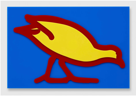 Julian Opie Small birds: Swamp hen., 2020 wall mounted acrylic relief 14.41 x 21.54 x 1.57 inches (36.6 x 54.7 x 4 centimeters) Edition of 20