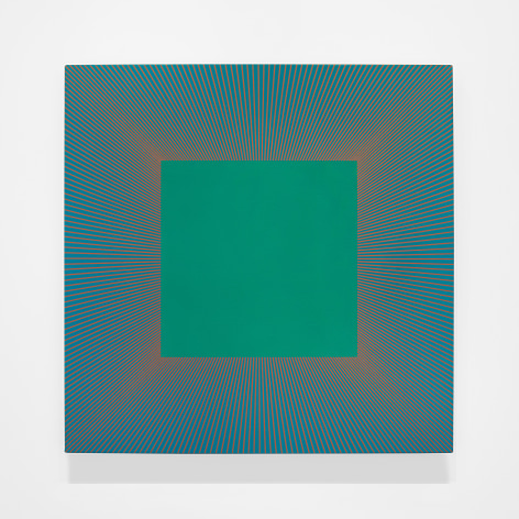 Richard Anuszkiewicz  Red Edged Green, 1977 - 2017  acrylic on canvas  36 x 36 inches