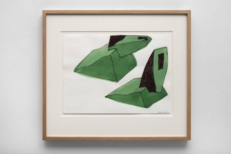 Ken Price Two Green Objects, 1987 signed and dated lower right watercolor and ink on paper 9 x 12 inches