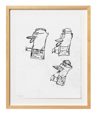 Donald Baechler Birds, 2021 graphite on Strathmore Archival Bond paper paper: 14 x 11 inches frame: 17 5/16 x 14 1/4 inches