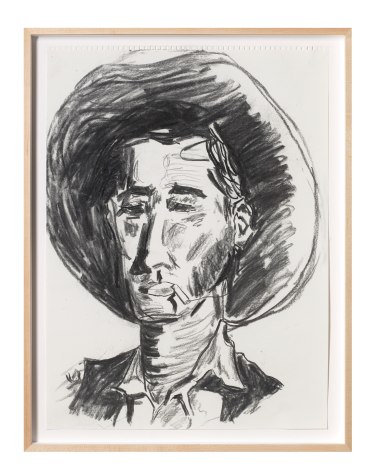 Shane Tolbert Tired Cowboy, 2022 charcoal on paper paper: 24 3/8 x 18 inches frame: 26 3/4 x 23 x 1 1/2 inches