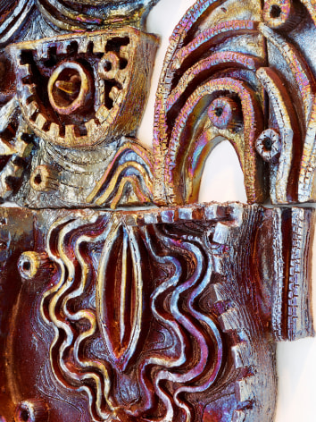 Julia Kunin detail of Double Portrait, 2018 ceramic 64 x 30 x 3 inches