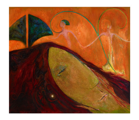 Dorothy Hood  Rending and Being Mountain, 1948  signed D. Hood, lower right. Initialed on lower stretcher en verso  oil on canvas  24 x 27 inches