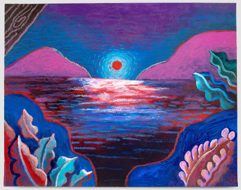 Bruna Massadas Meeting of the Mountains II, 2022 acrylic and oil pastel on paper paper: 11 x 14 inches frame: 14 x 17 inches