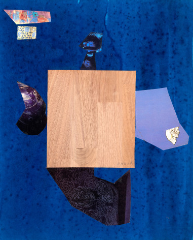 Dorothy Hood  Azure with Wood, 1982-1997  collage on mat  20 x 16 1/8 inches