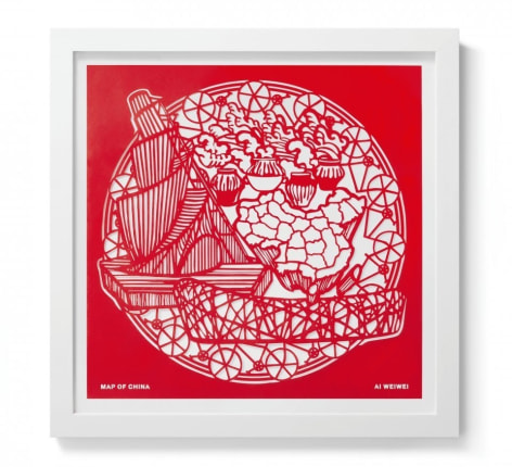 Ai Weiwei  Map of China (The Papercut Portfolio), 2019  portfolio of 8 papercuts in clothbound clamshell box  23 5/8 x 23 5/8 inches  Edition 51 of 250