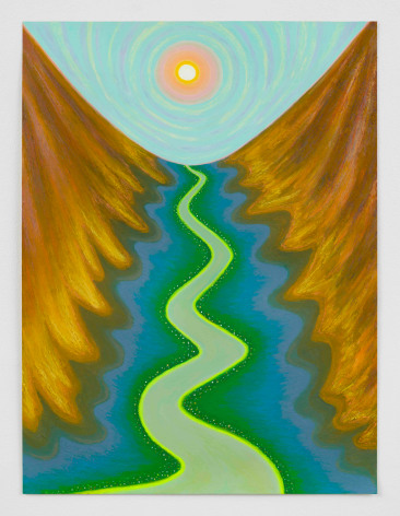 Ping Zheng Following the Sun and the Water��, 2022 oil stick on paper paper: 24 x 18 inches frame: 28 1/16 x 22 3/16  x 1 inches