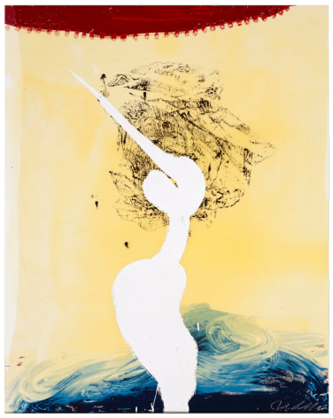 Julian Schnabel  View of Dawn in the Tropics - Bandini &quot;his foe  pursued&quot;, 1998  hand-painted 17-color screenprint with poured  resin  45 x 36 in. (114.3 x 91.4 cm)  edition of 90  Publisher: Lococo Fine Art Publisher  $6,500