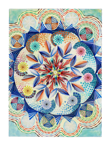 Mara Held Straight Lines 30, 2021 gouache and egg tempera on paper 41 1/4 x 30 inches