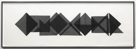 Elaine Reichek Triangles #2, 1977 organdy sewn to Kozoshi paper canvas: 25 x 77 inches framed: 27 3/4  x 79 3/4 inches