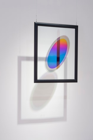 Larry Bell  Untitled, 1985  vaporized quartz on glass  33.5 x 27.5 inches