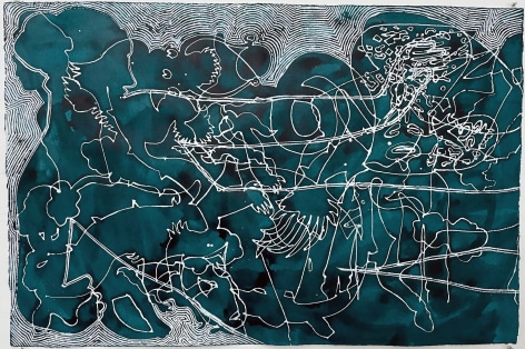 Bo Joseph  Untitled, 2022  acrylic and tempera on paper  paper: 32 x 48 inches  frame: 35 7/8 x 52 1/8 x 1 3/4 inches