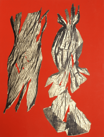 Lynda Benglis Dual Nature (Red), 1991 signed and numbered on verso Lithograph with gold leaf on hand tinted paper paper: 32 x 24 inches frame: 35 1/2 x 28 inches Edition 12 of 25