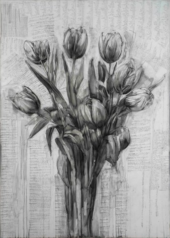 Karin Broker  good girls bad girls, 2013  Conte on formica with leather bound book  84 x 60 x 3 inches  Inquire