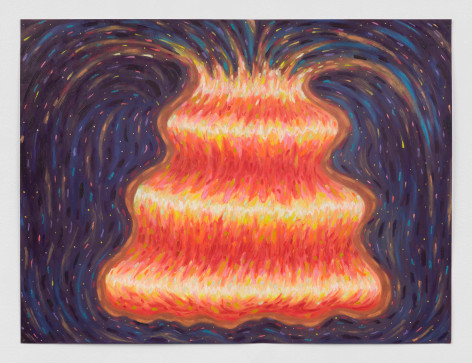 Ping Zheng Sitting by the Fire, 2022 oil stick on paper paper: 18 x 24 inches frame: 22 3/16 x 28 1/16 x 1 inches