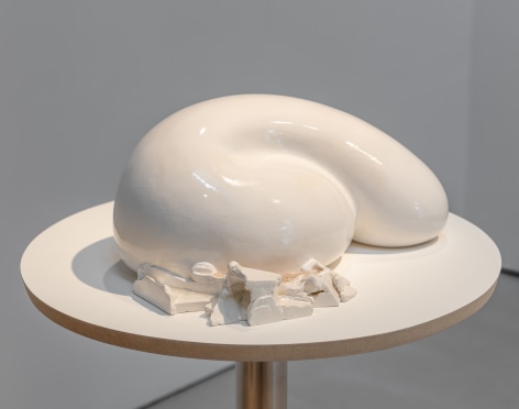 Sharon Engelstein,  Sleeper, 2016,  glazed ceramic and candy crystals,  7 x 12 x 16 1/2 inches