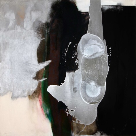 Cleve Gray,  Silver Diver, 1967,  acrylic on canvas with aluminum paint,  82 x 80 inches