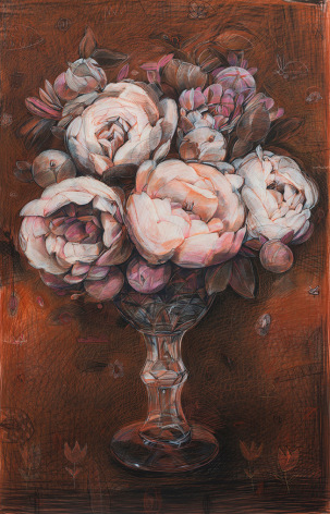 Karin Broker  buzzing about crazy, 2010  Conte and Prismacolor drawings on rag paper  78 1/2 x 50 inches  Inquire