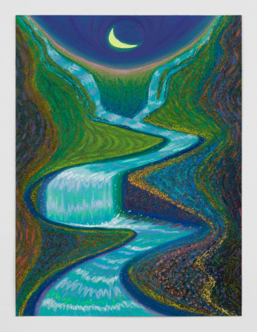 Ping Zheng Land of Rivers and a Moon��, 2022 oil stick on paper paper: 24  x 18 inches frame: 28 1/16 x 22 3/16 x 1 inches