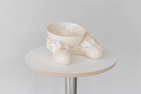 Sharon Engelstein,  Resting Bowl, 2018,  glazed ceramic, candy,  5 1/2 x 9 1/2 x 9 inches