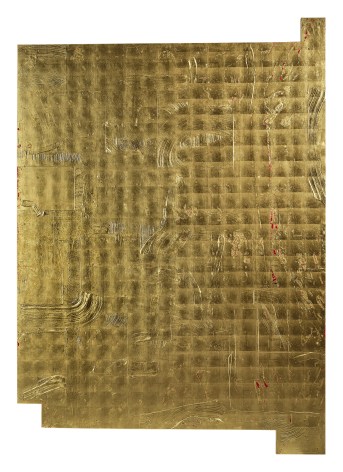Christian Eckart A.A.Z. #8, 1986 alkyd resin, gold-leaf and gel on birch plywood 89 x 63 inches