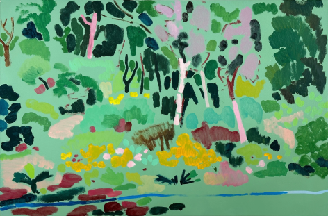 Tim Braden Colouring Garden, greens, 2023 oil on canvas 20 19/8 x 29 7/8 inches