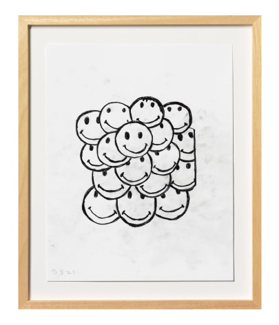 Donald Baechler Smile Crowd, 2021 graphite on Strathmore Archival Bond paper paper: 14 x 11 inches frame: 17 5/16 x 14 1/4 inches