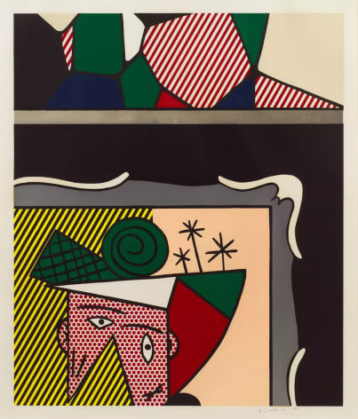 Roy Lichtenstein Two Paintings, 1984 signed, dated, and numbered, lower right 9-color woodcut, lithograph, screen print and collage paper: 45 x 39 inches frame: 54 1/4 x 47 1/2 inches Edition 58 of 60