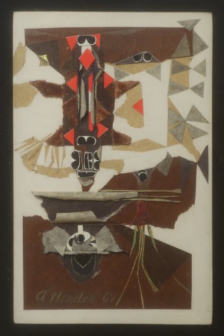 Addie Herder Homage a la Musee de L'Homme, 1967-69 collage construction paper: 13 1/2 x 10 1/2 inches