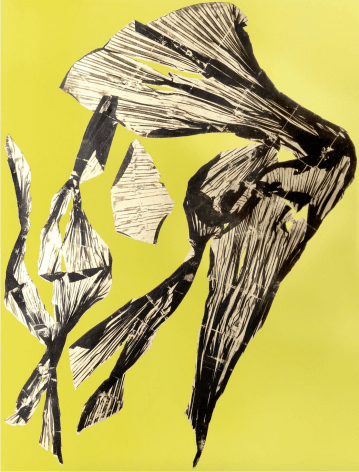 Lynda Benglis Dual Nature (Yellow), 1991 signed and numbered on verso Lithograph with gold leaf on hand tinted paper paper: 32 x 24 inches frame: 35 1/2 x 28 inches Edition 9 of 25