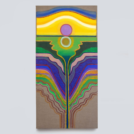 Bruna Massadas Sun Flower #7, 2025 acrylic, oil and oil stick on linen 48 x 24 inches