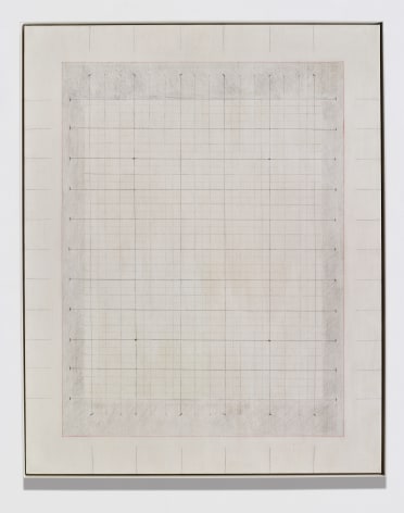 Elaine Reichek Untitled, 1972 gesso, thread, graphite, and colored pencil on canvas canvas: 60 x 48 inches frame: 60 5/8 x 48 1/8 inches