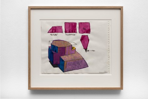 Ken Price Base Coffins, 1987 signed and dated lower right watercolor, colored pencil, and ink on paper 9 x 12 inches