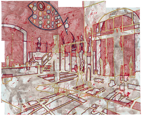 Bo Joseph Holding Spaces: Negation or Nourishment?, 2023 Signed, titled and dated 5/8/23 on reverse Oil pastel, acrylic and tempera on joined paper 55 5/8 x 67 3/4 inches Frame: 61 5/8 x 73 5/8 inches