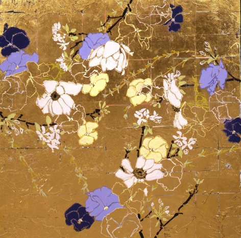Robert Kushner Gold Mirror 8 x 4 II, 2002 Acrylic, oil, gold leaf, and glitter on panel 36 x 36 inches