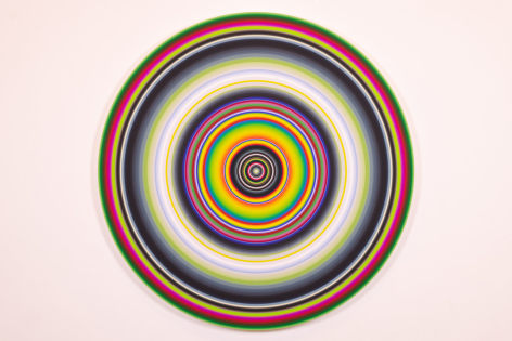 Gary Lang Colteca, 2022 acrylic on canvas mounted on panel, digitally composed 58 inches in diameter