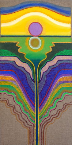 Bruna Massadas Sun Flower #7, 2025 acrylic, oil and oil stick on linen 48 x 24 inches