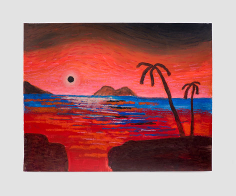 Bruna Massadas Burnt Islands, 2022 acrylic and oil pastel on paper paper: 11 x 14 inches frame: 14 x 17 inches