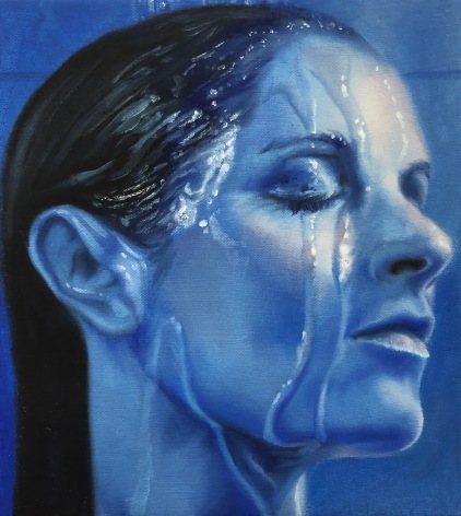 Kelli Vance Self Portrait in Blue, 2018 Oil on linen 10 &times; 9 in