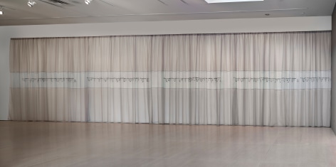 elaine reichek morse message curtain installation