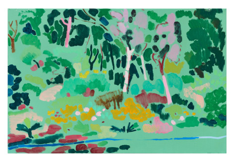 Tim Braden Colouring Garden, greens, 2023 oil on canvas 20 19/8 x 29 7/8 inches