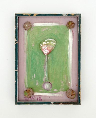 Salle Werner Vaughn  Metamorphosis of a Rose, 2012  faux marble painted box, dung balls, sea shell, nail from a crucifix