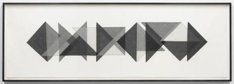 Elaine Reichek Triangles #1, 1977 organdy sewn to Kozoshi paper paper: 25 x 77 inches